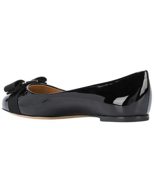 Ferragamo Black Vara Jelly Leather Ballet Flat
