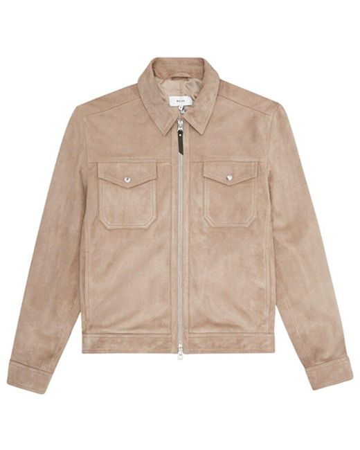 Reiss Natural Pike Suede Zip Leather Jacket for men
