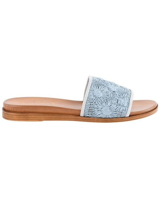 Seychelles Blue Dakota Raffia & Leather Slide