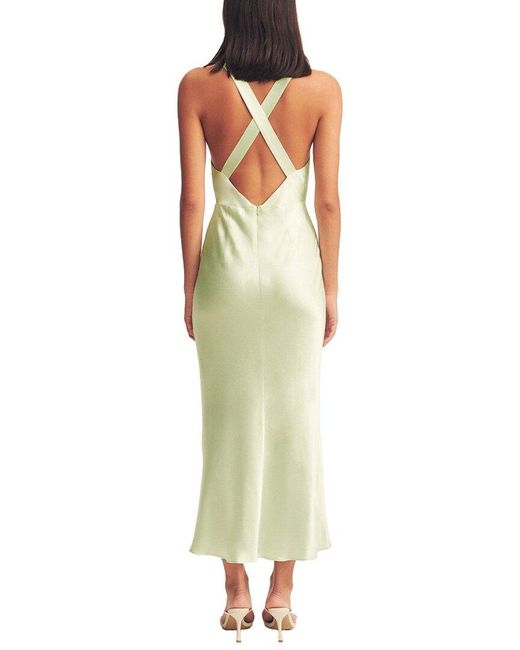 Shona Joy Green La Lune Plunged Cross Back Midi Dress