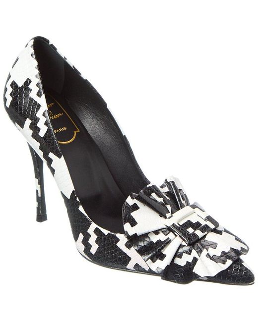 Roger Vivier Metallic Dec Frilly Embossed Leather Pump