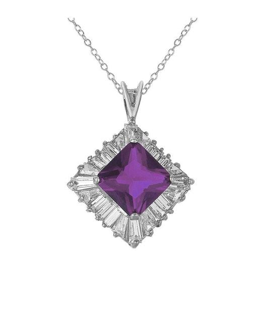 Genevive Jewelry Pink Silver Cz Pendant