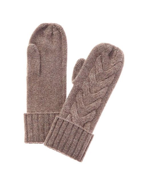 Hannah Rose Brown Chunky Cable Cashmere Mittens