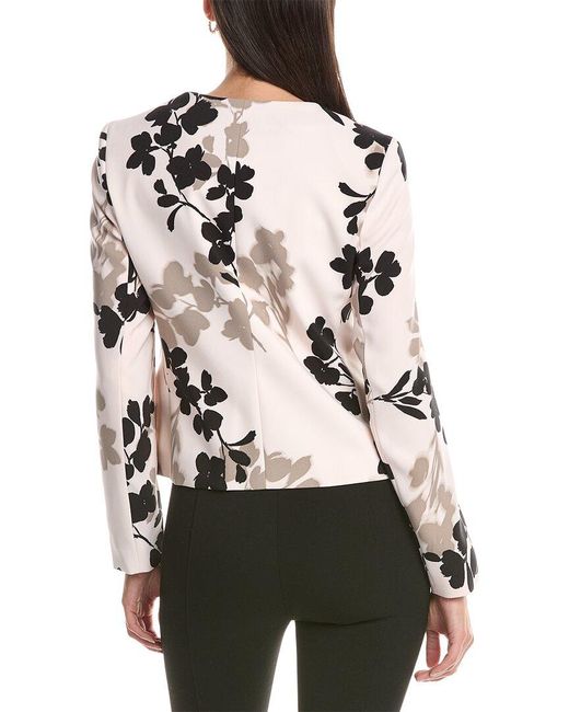 Anne Klein White Printed Luster Twill Jacket