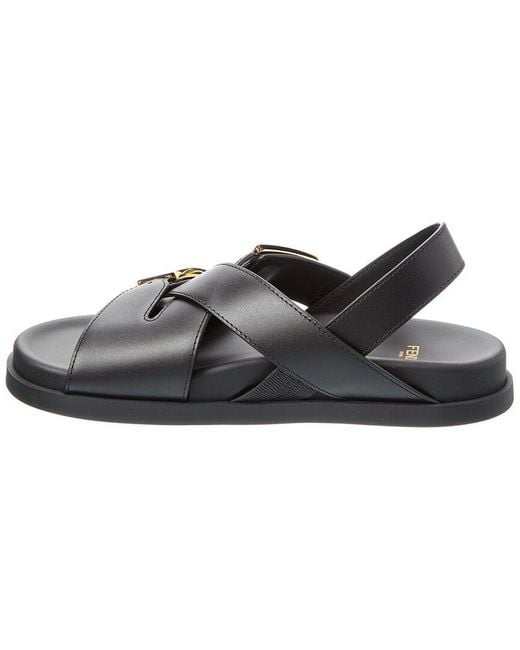 Fendi Black Feel Leather Sandal