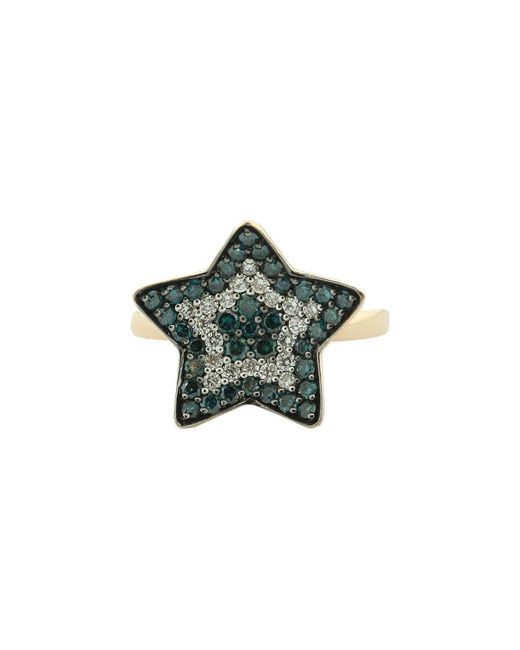 Suzy Levian Green 14k Rose Gold 1.02 Ct. Tw. Diamond Star Ring
