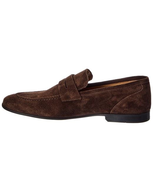 M by Bruno Magli Brown Valerio Suede Penny Loafer for men