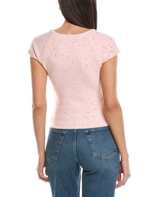 GUIZIO Blue Miki Sequin Wool-Blend Knit Top