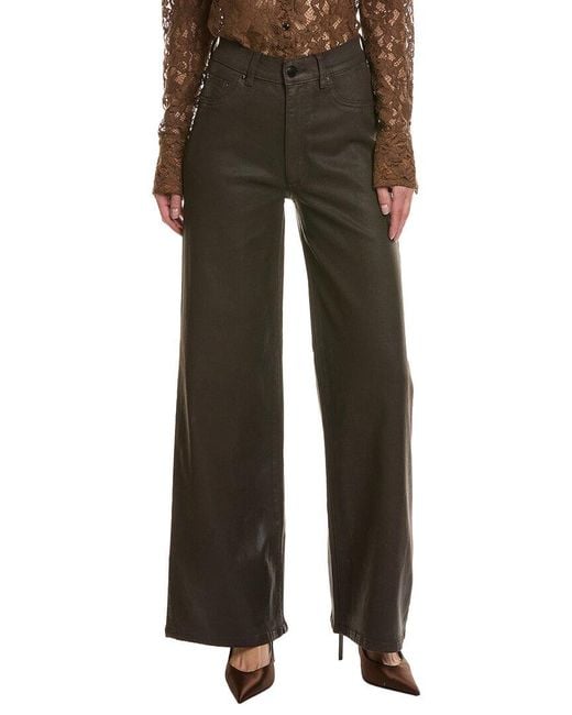 DL1961 Green Hepburn Walnut Coated Wide Leg Jean