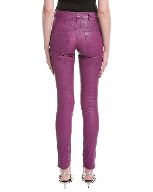 Zadig & Voltaire Purple Phlame Cuir Froisse Leather Pant