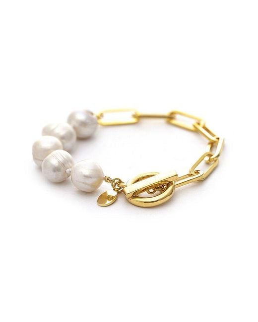 Rivka Friedman Metallic 18k Plated 12mm Pearl Bracelet