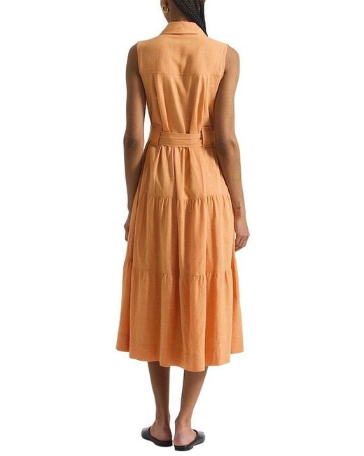 10 Crosby Derek Lam Natural Florence Sleeveless Linen-Blend Shirtdress