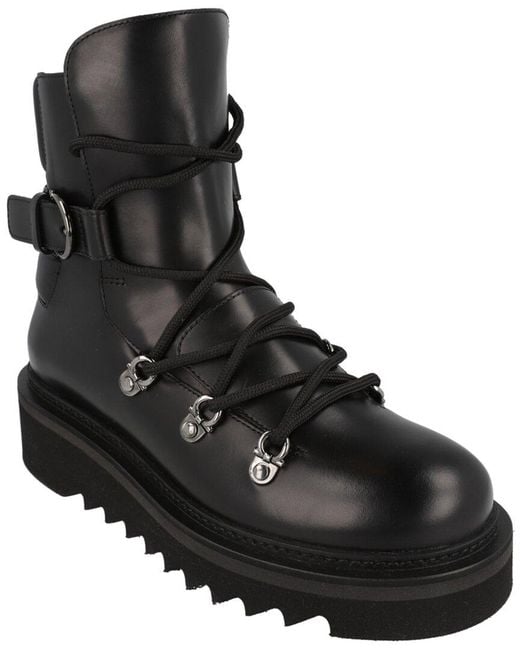 Ferragamo Black Elimo Lace-Up Leather Boot