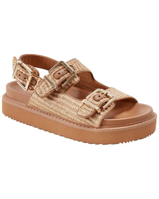 Marc Fisher Brown Agenda Leather-Trim Sandal