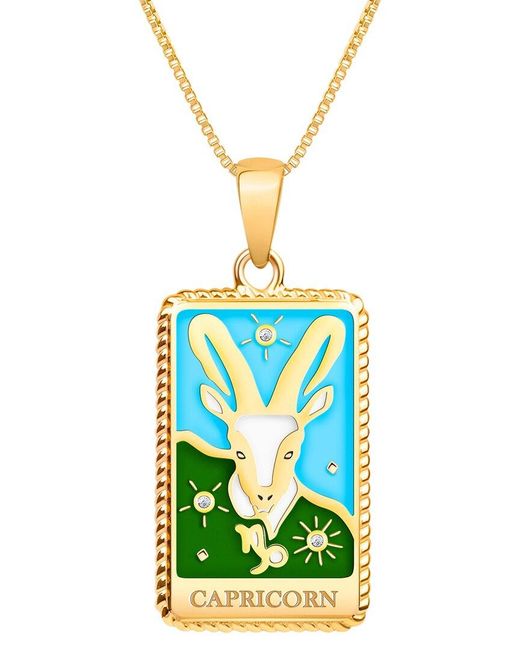 Karma and Luck Blue Plated Cz Pendant Necklace