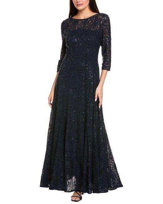 Tahari Blue Lace Gown