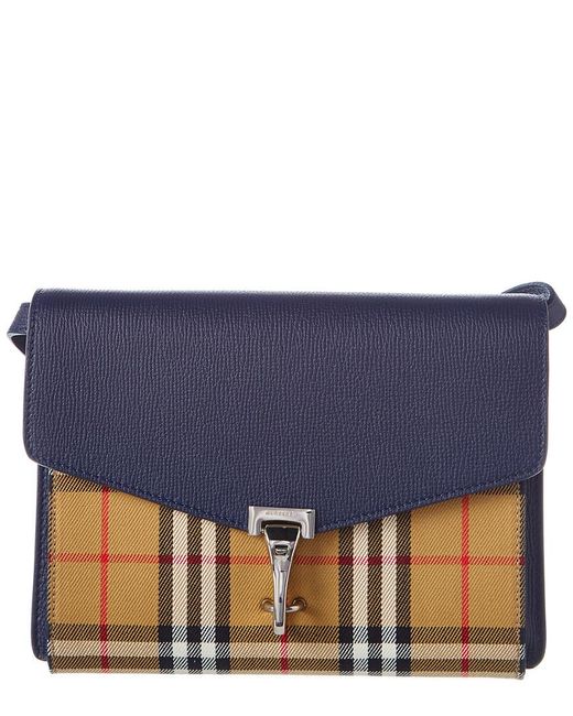 Burberry Small Vintage Check And Leather Crossbody Bag in Blue Lyst