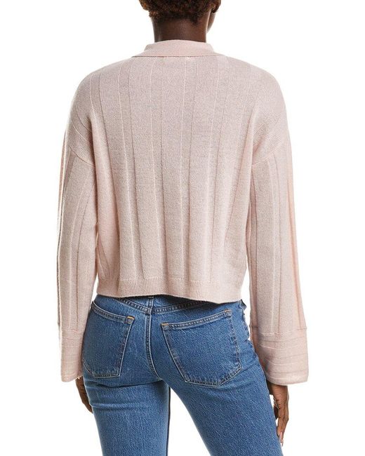 NAADAM Blue Coastal Cashmere Ribbed Polo Sweater