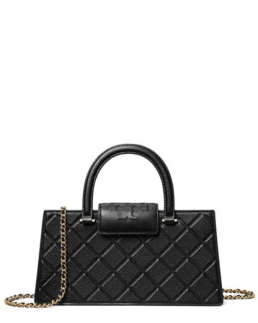 Tory Burch Black Fleming East-West Leather Satchel