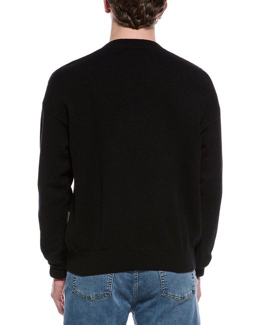 Palm Angels Black Wool & Cashmere-Blend Crewneck Sweater for men
