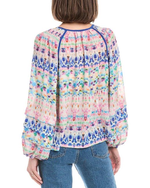 Stellah Blue Peasant Blouse