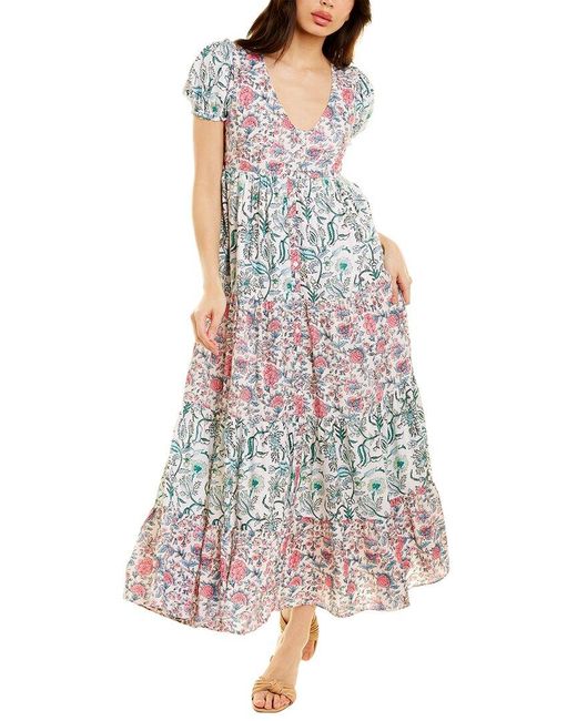 CELINA MOON Tiered Midi Dress in Pink - Save 24% | Lyst UK