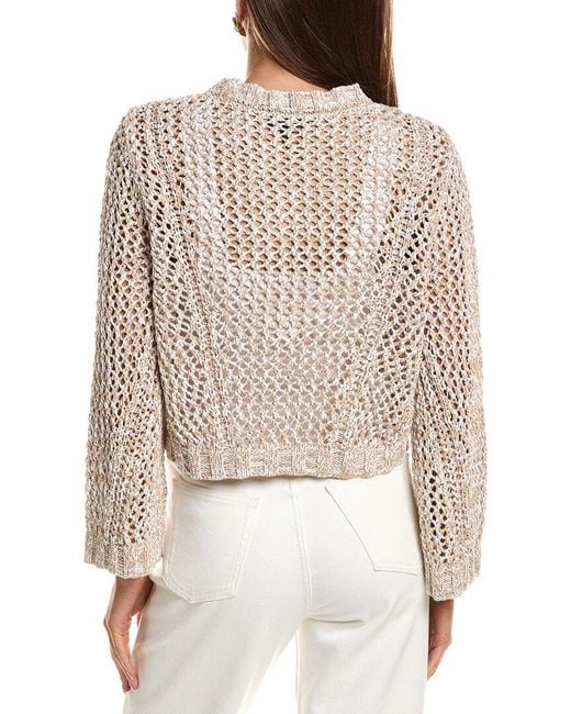 Kenneth Cole White Two-Tone Open Stitch Pullover