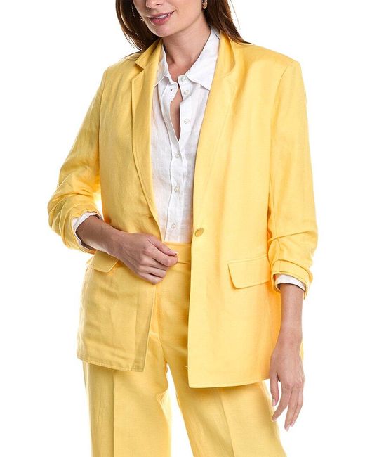 Anne Klein Yellow Linen-blend Blazer