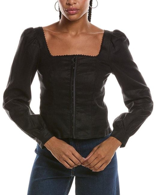 Seraphin Black Linen Top