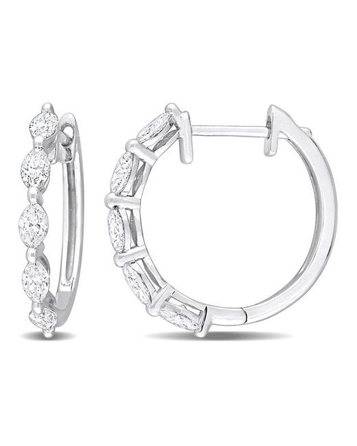 Rina Limor White 14k 1.30 Ct. Tw. Diamond Clip-on Hoops