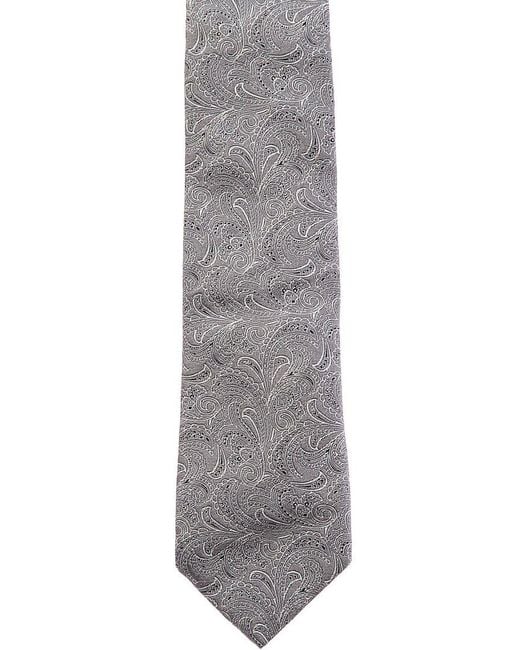 Brunello Cucinelli Gray Print Silk Tie for men