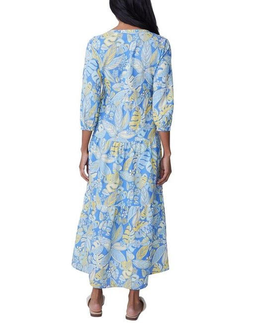 J.McLaughlin Blue Cunningham Linen-Blend Dress