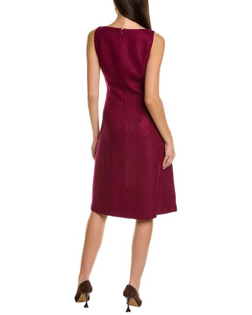 St. John Red Tonal Tweed Wool-blend Dress