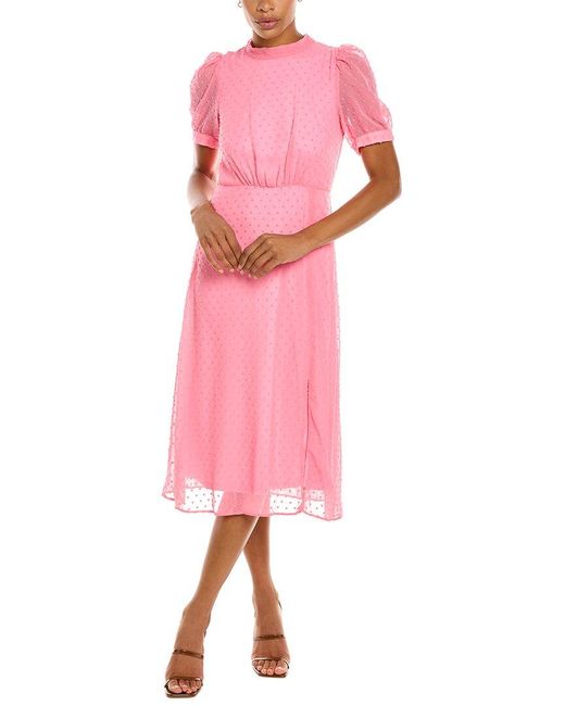 Julia Jordan Swiss Dot Midi Dress in Pink Lyst