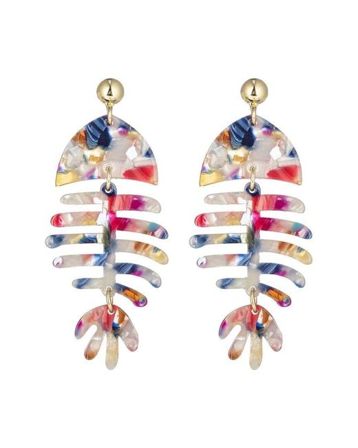 Eye Candy LA Red Rainbow Fish Drop Earrings