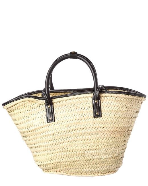 Jacquemus Metallic Soli Raffia & Leather Trim Tote