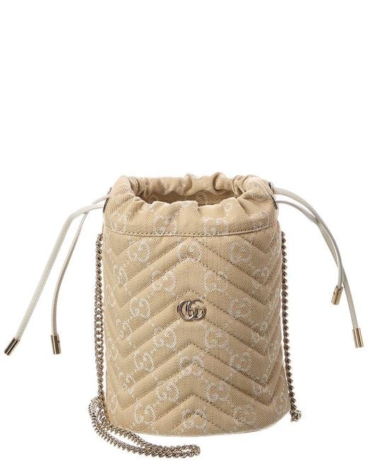 Gucci Natural Gg Marmont Small Gg Canvas Bucket Bag