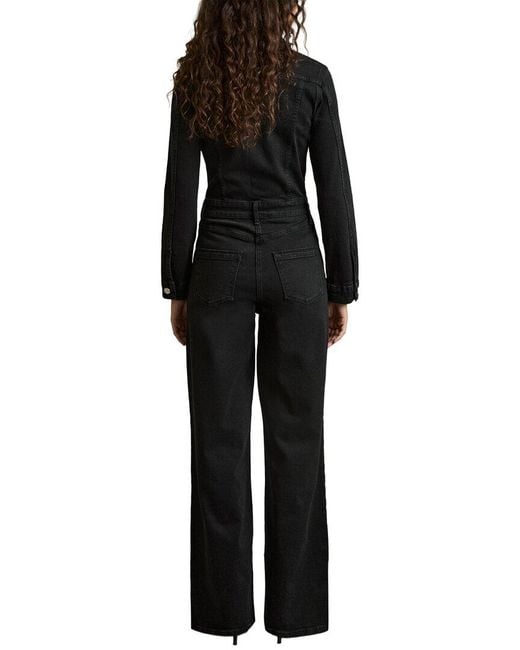 Reiss Black Celeste Denim Jumpsuit