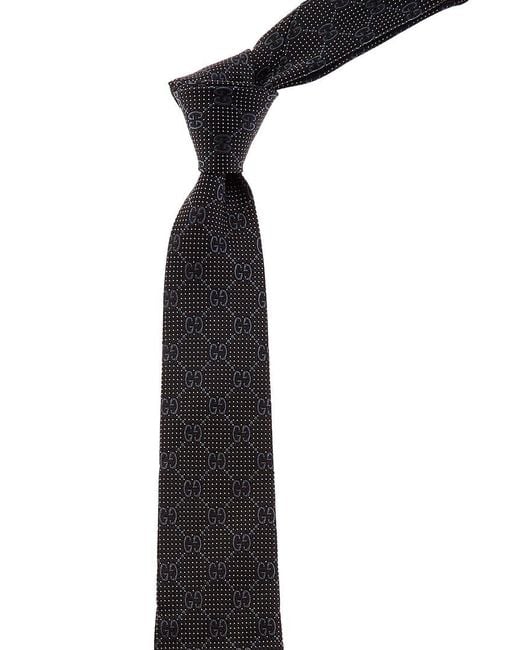 Gucci Blue Navy GG Silk Tie for men