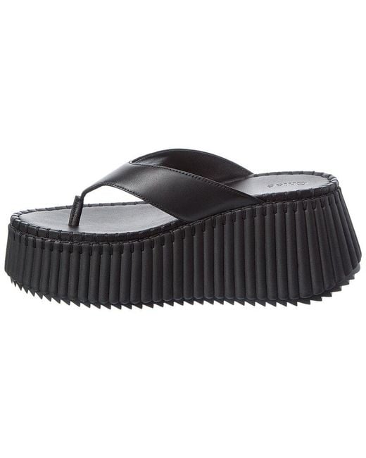 Chloé Black Nama Leather Wedge Slide
