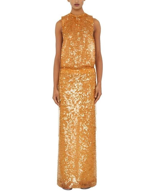 Adele Berto Metallic Embellished Maxi Dress