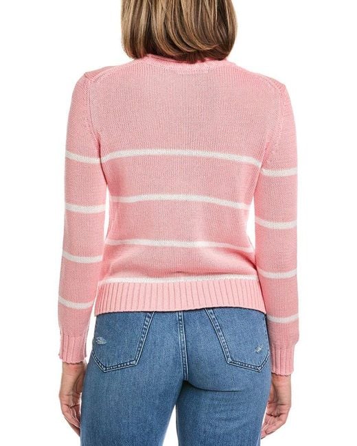 Hannah Rose Red Stripe Cashmere-Blend Sweater