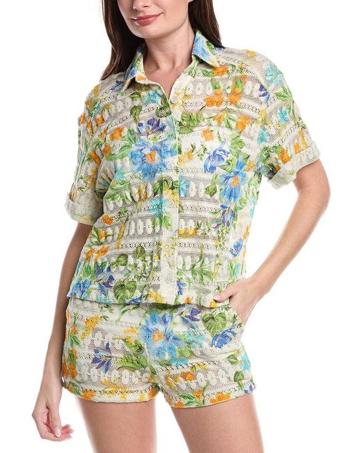 PQ Swim Blue Blake Button Top