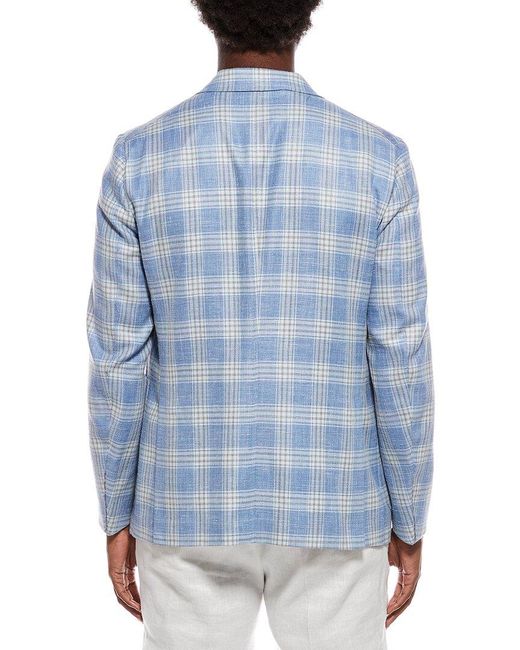 Isaia Blue Wool, Silk, & Linen-Blend Jacket for men
