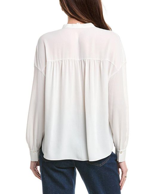 Vince White Front Pleat Blouse