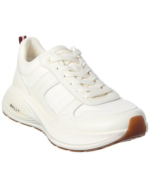 Bally White Leather-Trim Running Sneaker for men
