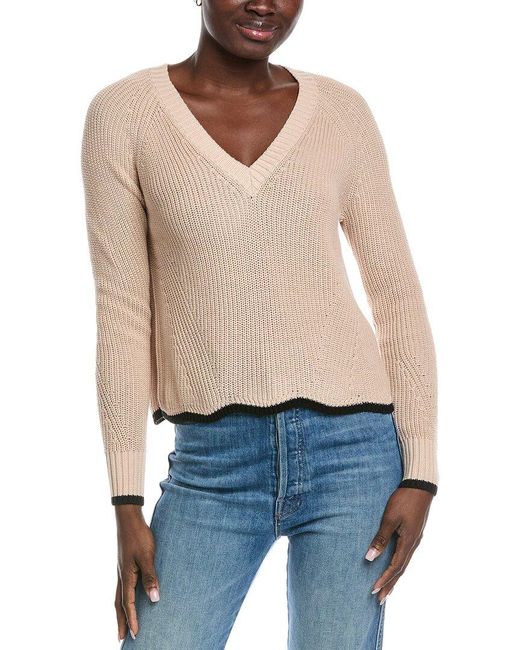 Autumn Cashmere Blue Scallop Shaker Sweater