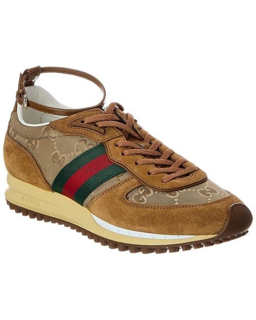 Gucci Brown Re-Motion Gg Nylon & Suede Sneaker
