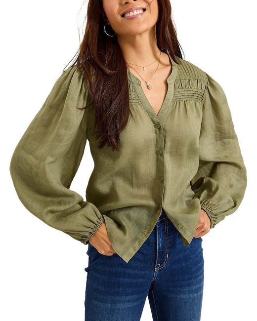 Tommy Bahama Green Palm Breeze Pintuck Blouse