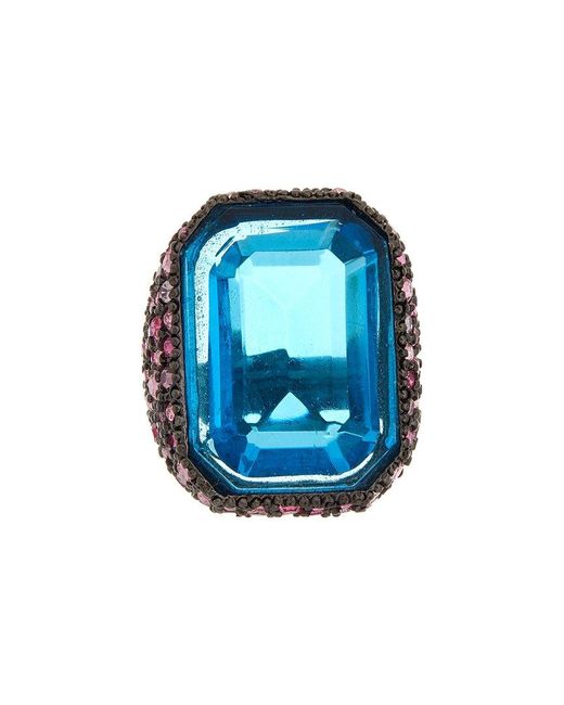 Kenneth Jay Lane Blue 22K Plated Cocktail Ring